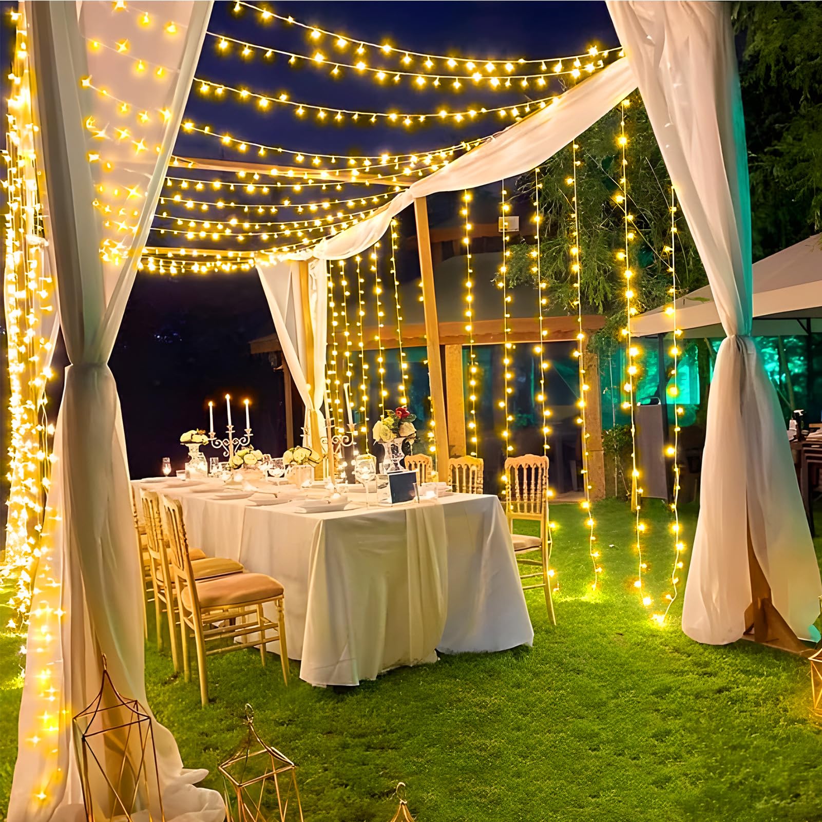 KNONEW 403ft 1000 LED Christmas String Lights Outdoor 8 Modes & Timer Fairy Light Plug in Waterproof LED Wedding Lights for Xmas Yard Tree Party Holiday Decorations (Warm White)