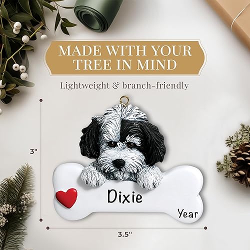 Miniatura 4 de Adorno personalizado de hueso de perro habanés 2025 Personalización gratuita las 24 horas Adornos de Navidad de cachorro grabado con láser para