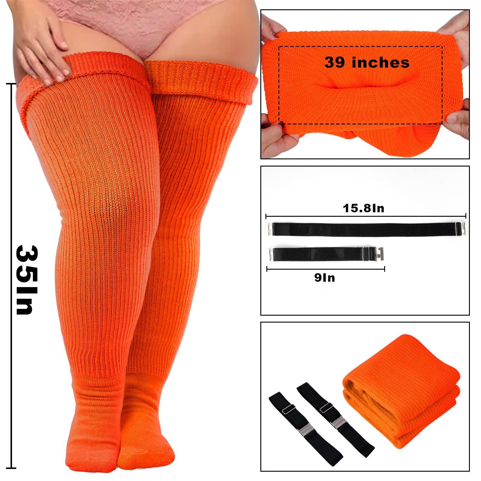 Neoviancia Talla Grande Hasta El Muslo Calcetines altos de talla grande Mujer