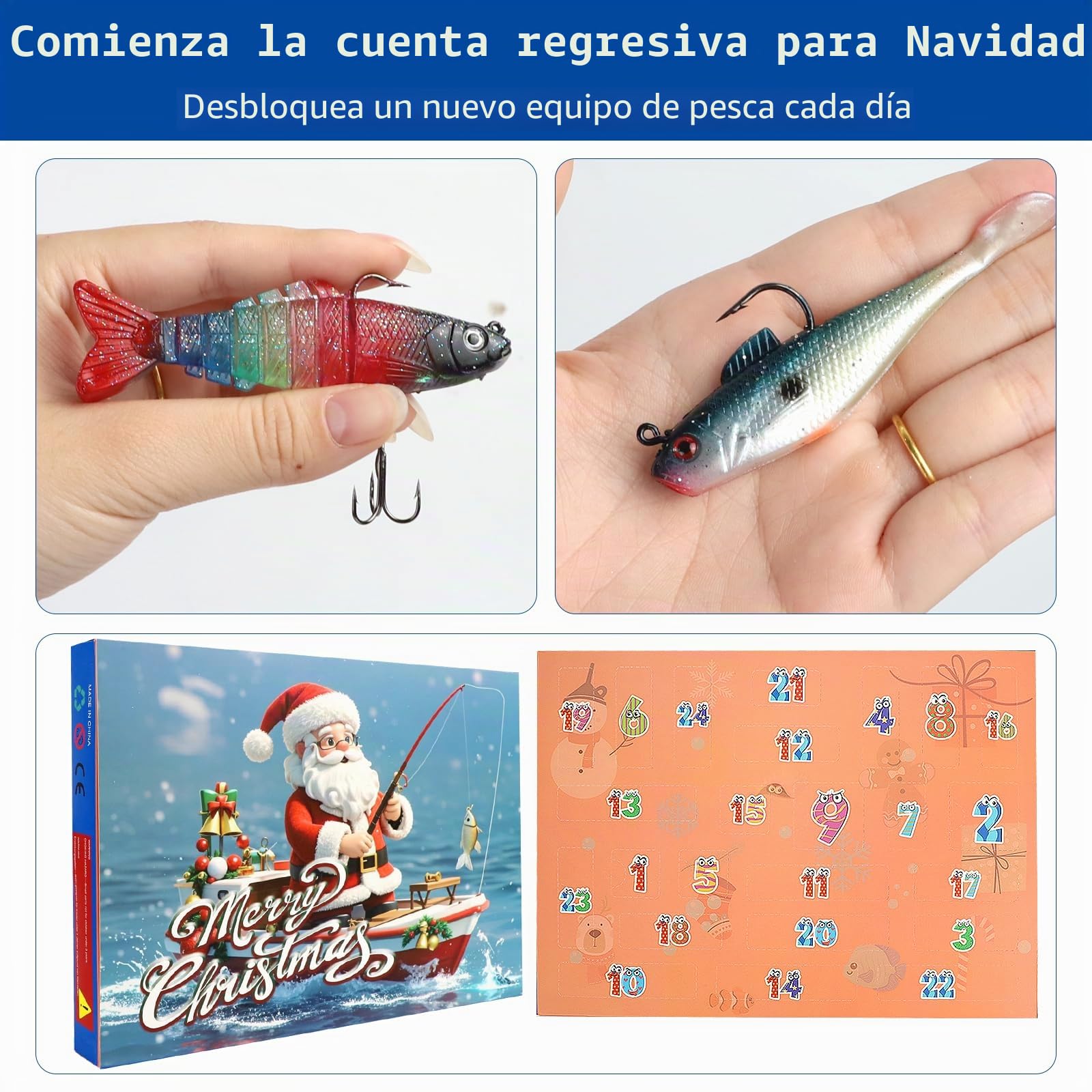 Calendario de Adviento de Pesca 2025, Juego de Señuelos de 24 Días, Regalo de Navidad para Pescadores