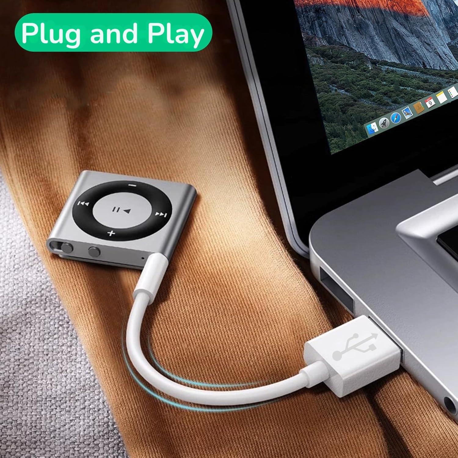 PluX Cavo USB To 3.5mm Per IPod Shuffle (3a-7a Generazione) - Ricarica E Sincronizzazione - Bianco 15cm - 2