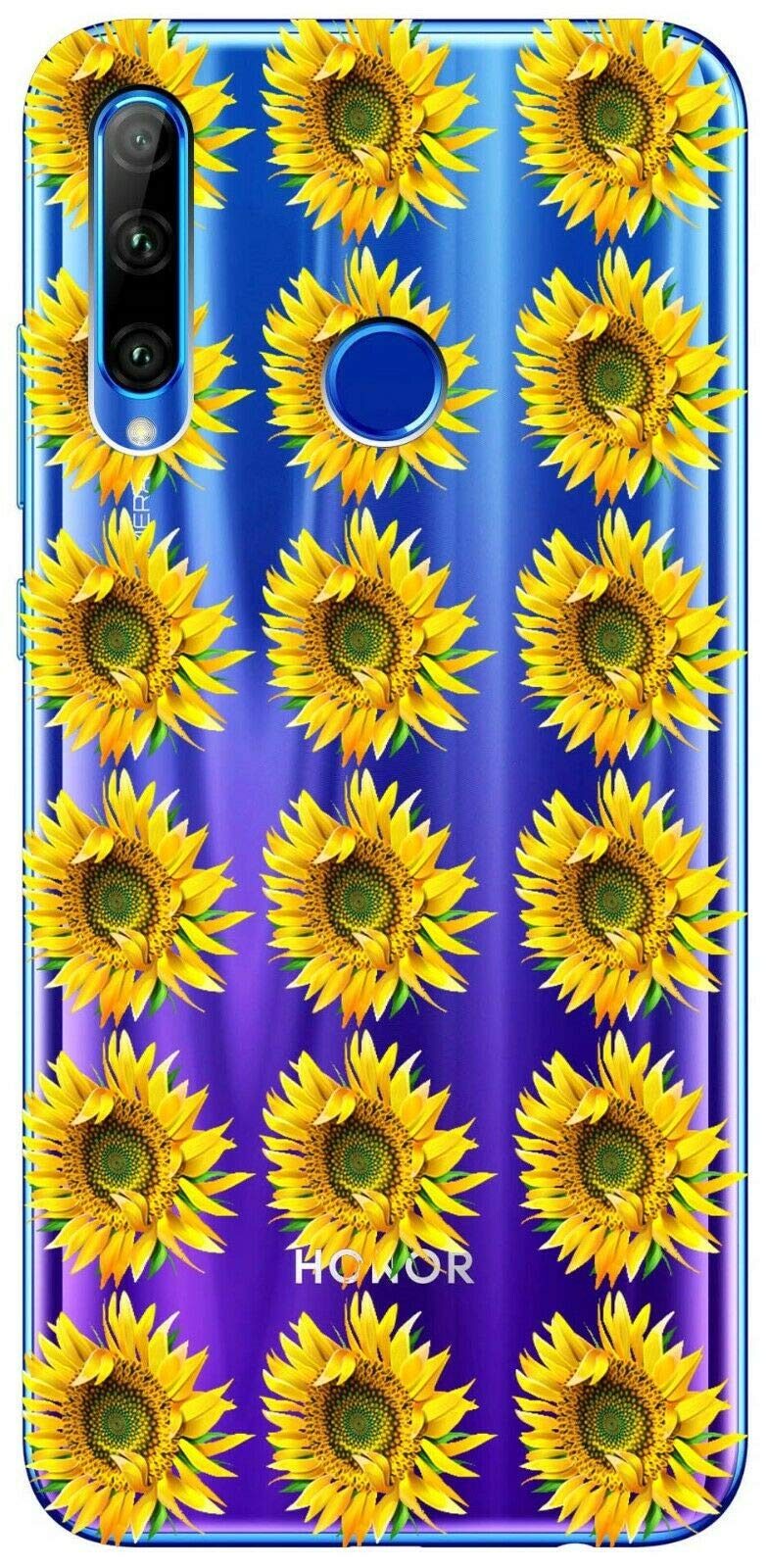 Mixroom - Cover Custodia Case In TPU Silicone Morbida Sfondo Trasparente Per HUAWEI P40 LITE E Fantasia Fiori Girasole T648