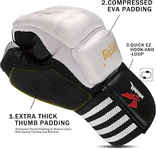Miniatura 4 de Xinluying Saco de boxeo, guantes de artes marciales, guantes ajustables de medio dedo, soporte de muñeca, guantes de boxeo, palmas abiertas para