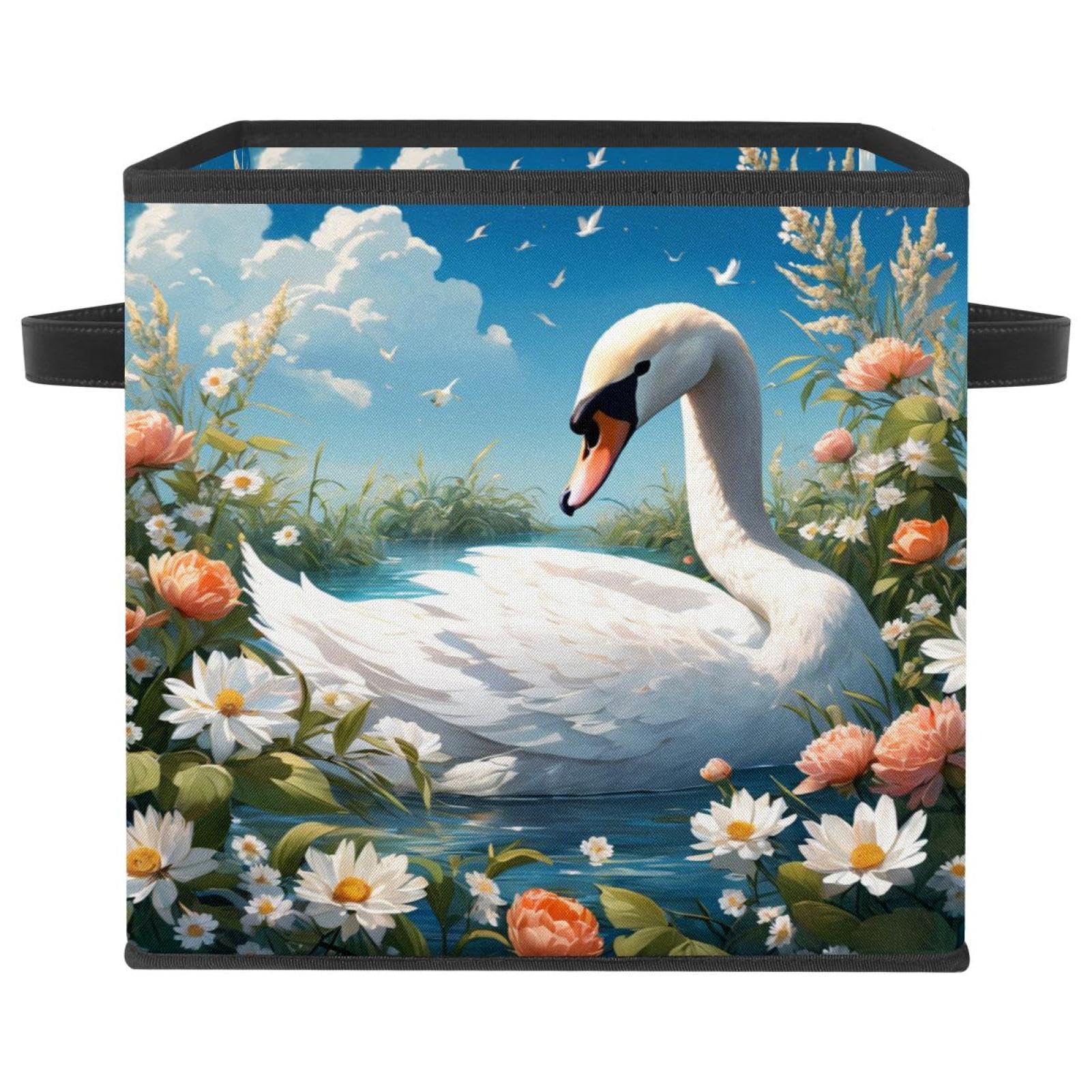 Panier de rangement pliable cygne pour éliminer le désordre des étagères