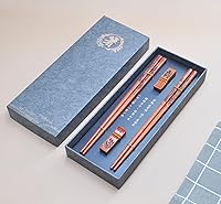 Vista 2 de Dragon & Phoenix - Juego de palillos reutilizables con soportes, palillos de madera, 2 pares para regalo de boda y aniversario (dragón y fénix)