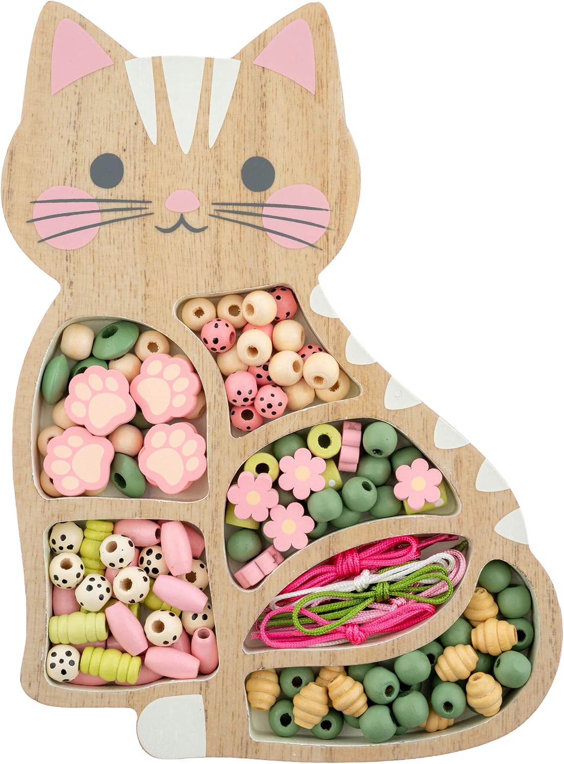 Stephen Joseph Jewelry Making Kit for Kids, Cat Wooden Bead Set