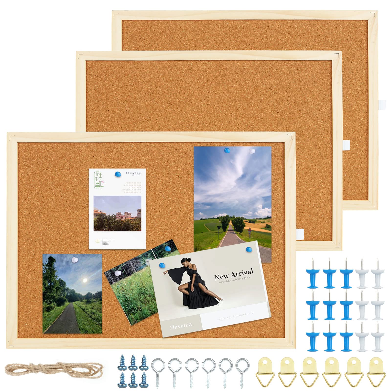 D.RECT Kurk-prikbord met houten frame, kurkbord 30 x 40 cm of 40 x 30 cm - ophanging verticaal en horizontaal D.RECT Kurk-prikbord met houten frame, kurkbord 30 x 40 cm of 40 x 30 cm - ophanging verticaal en horizontaal