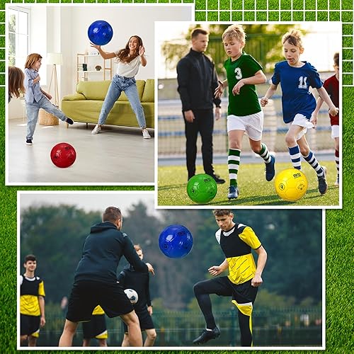 Miniatura 5 de Shappy 4 pelotas de fútbol a granel con bolsa de malla de inflador, tamaño oficial 3, 4, 5, para interiores y exteriores, colorido, juego de fútbol,