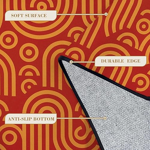 Miniatura 5 de Alfombras de baño lavables de 32 x 48 pulgadas, alfombra de entrada, alfombra retro vintage de mediados de siglo, modernas, sin costuras, tapete de