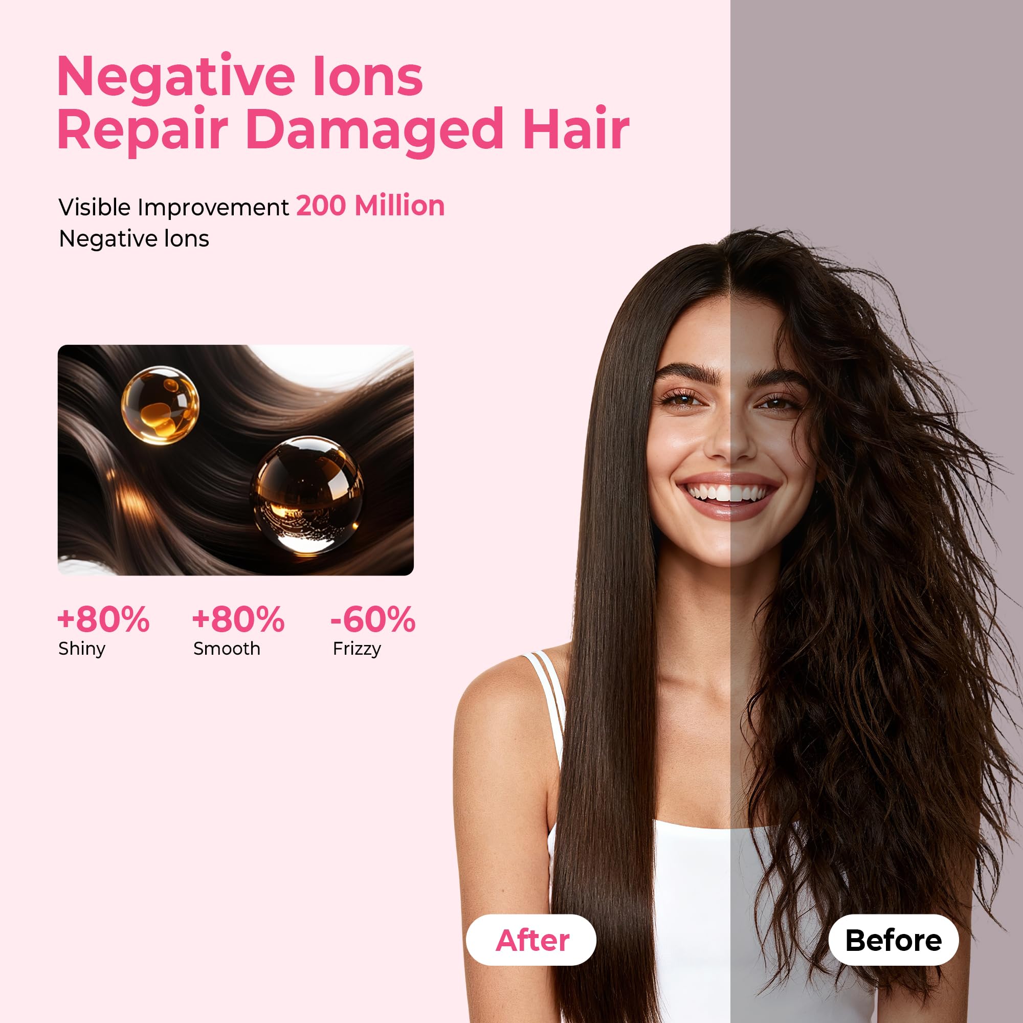 OKWRAP Hair Straightener 2 en 1 Seche Cheveux Lisseur，Lisseur Sechant Ionique Lisseur Cheveux Fer a Lisser Lisseur Portable Sans Dommage Thermique, Obtenez Facilement des Cheveux Lisses et Soyeux