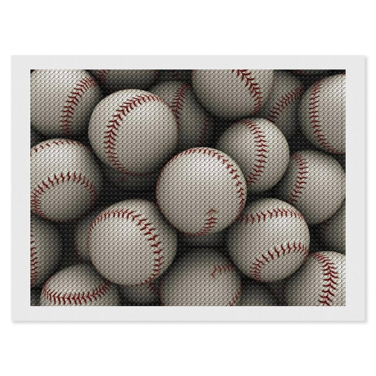 Baseball Diamond Art Kits for Adults, DIY 5D Diamonds Painting Kits for Beginner, Round Full Drill Diamond Dots Painting, 12"x16" Diamonds Pictures Gem Art and Crafts Wall Decor