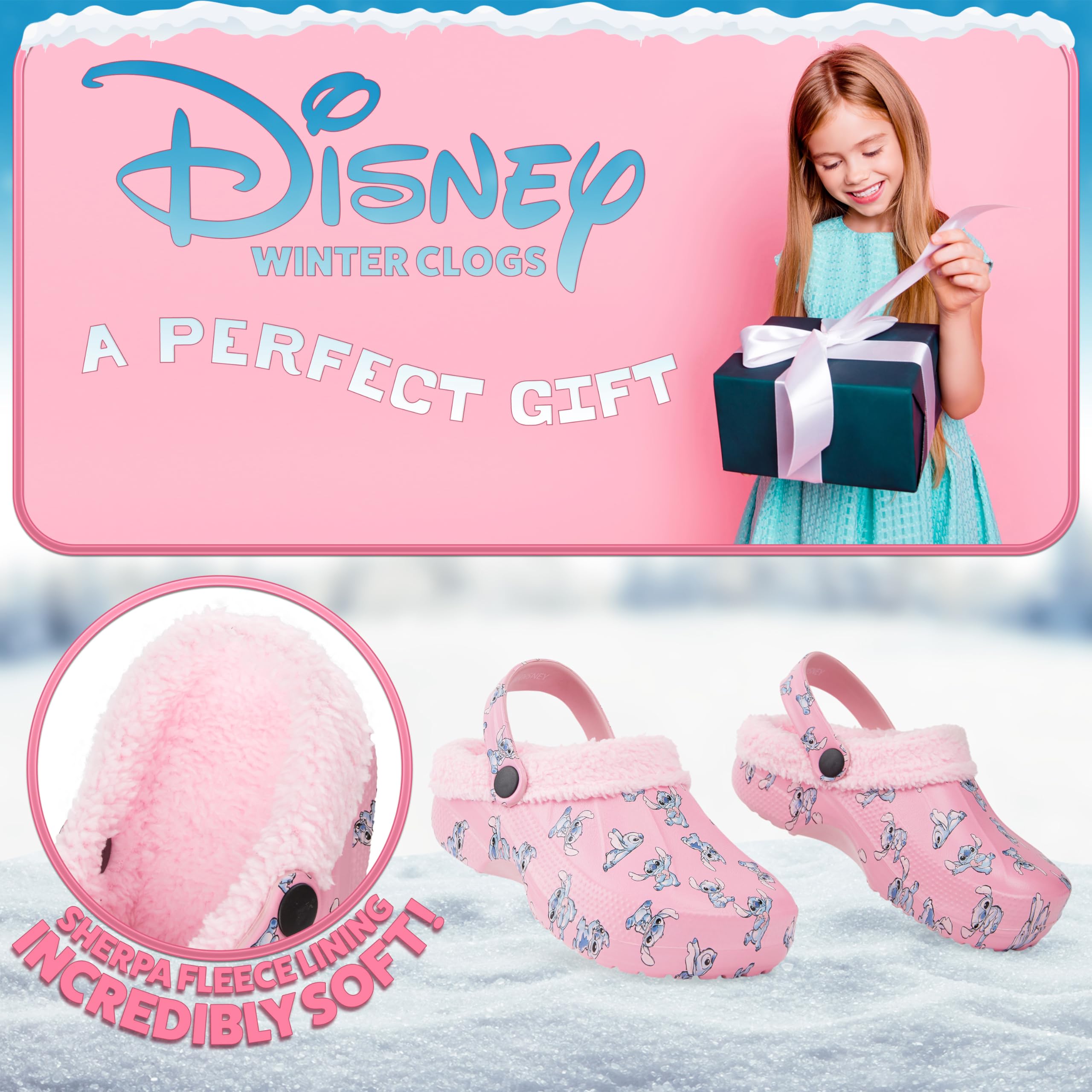 Disney Zoccoli Bambina Fodera in Pile e Charms Rimovibili - Regalo Ragazza