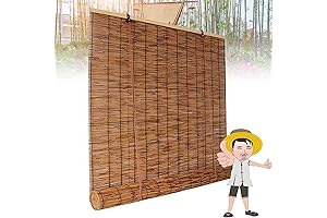 Bamboo Shades, Roll Up Blinds for Outdoor with Lift, 25x59in(WxH) Brown