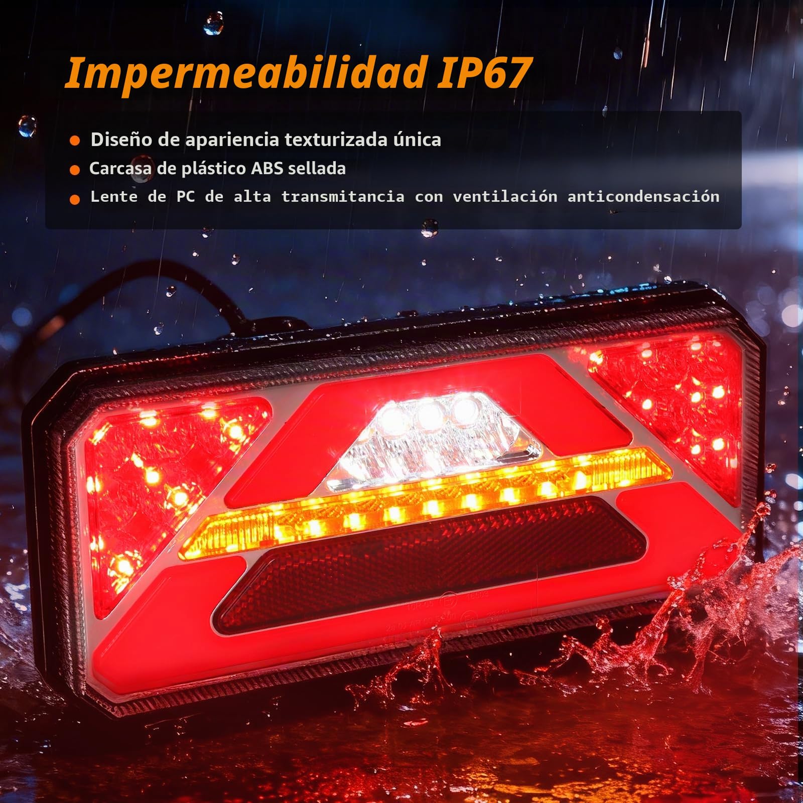 Luces traseras LED para remolque de 12/24 V, iluminación para remolque con luz trasera impermeable IP67 con 6 funciones, para vehículos recreativos, camiones, caravanas y furgonetas