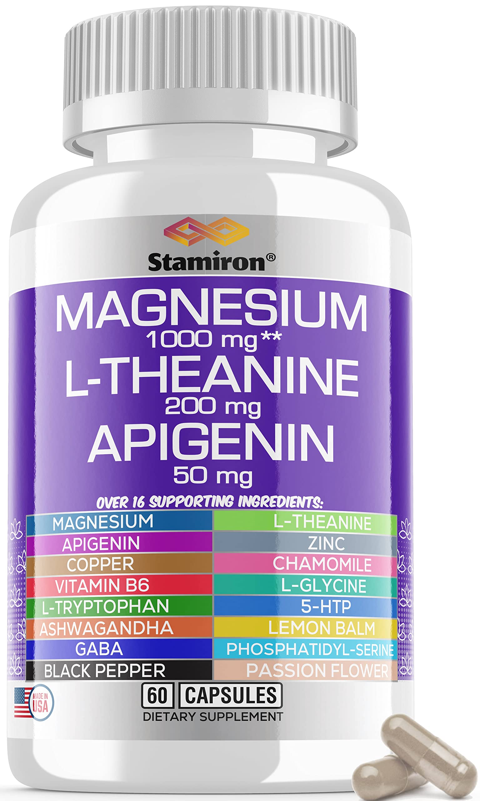 Buy Magnesium Complex 1000mg L Theanine 200mg Apigenin 50mg Supplement