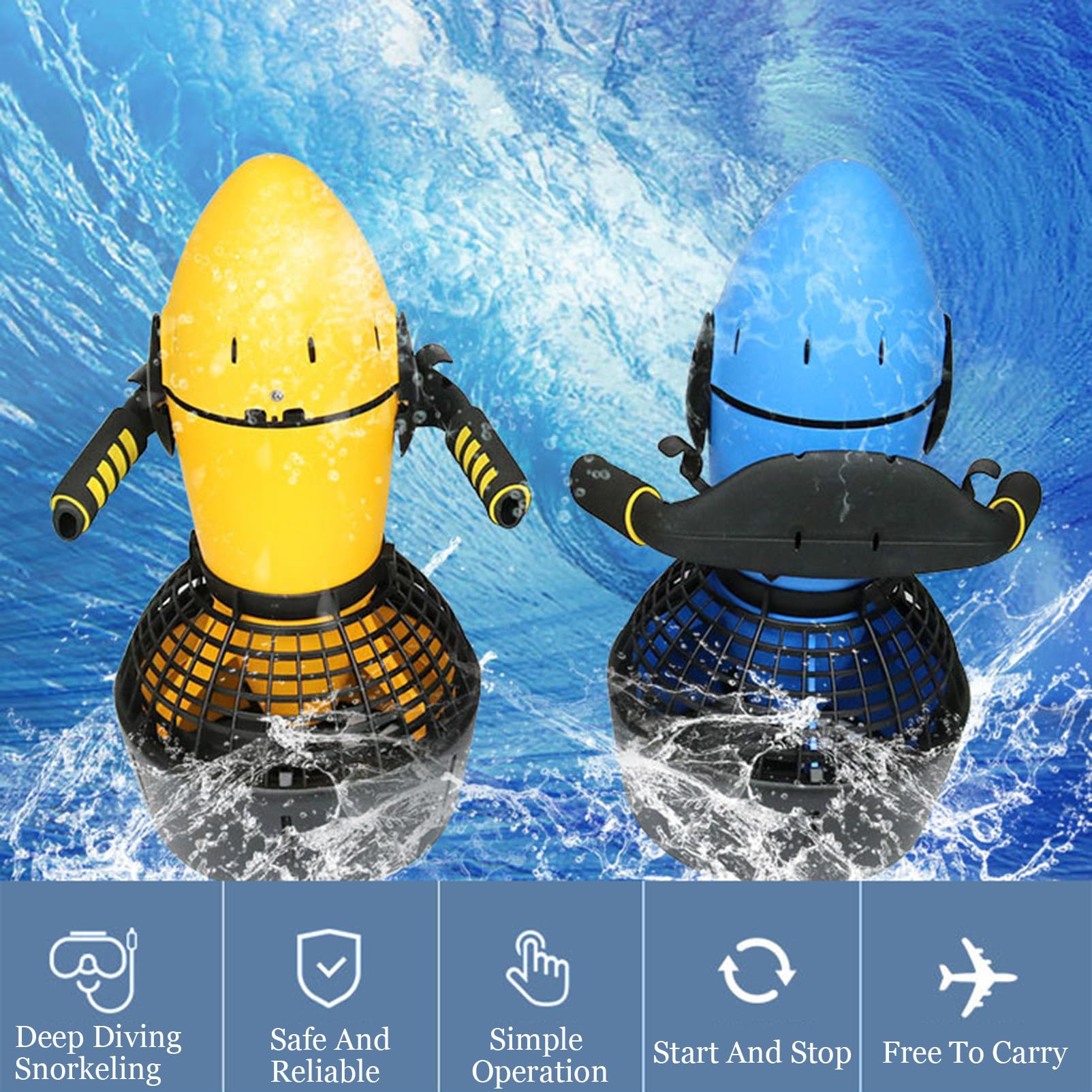 Elica Subacquea Scooter Subacqueo Elica per Piscina d'Acqua a Doppia velocità Bici Subacquea Elettrica per Piscina Attrezzatura Sportiva Impermeabile per Il Nuoto,300W