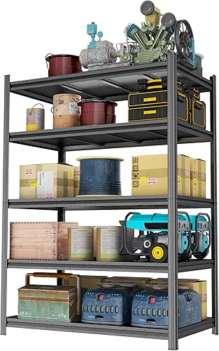 Miniatura 10 de Estantería industrial con almacenamiento ajustable, de acero resistente, para herramientas y equipos pesados, capacidad de 2000 lb (3 niveles, 32"