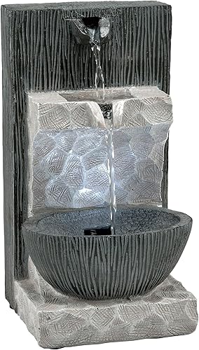 Miniatura 11 de Alpine Corporation Decoración moderna de fuente de mesa en cascada de 14 pulgadas de alto con luces LED