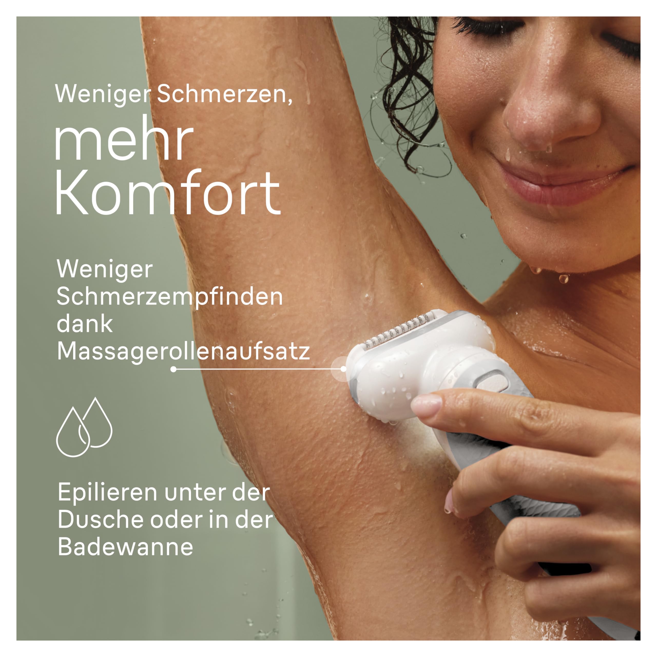 Braun Silk-épil 9 Epilierer Damen, Haarentferner mit Schwenkbarem Kopf, Wasserdicht, Wet und Dry, Weiß/Silber