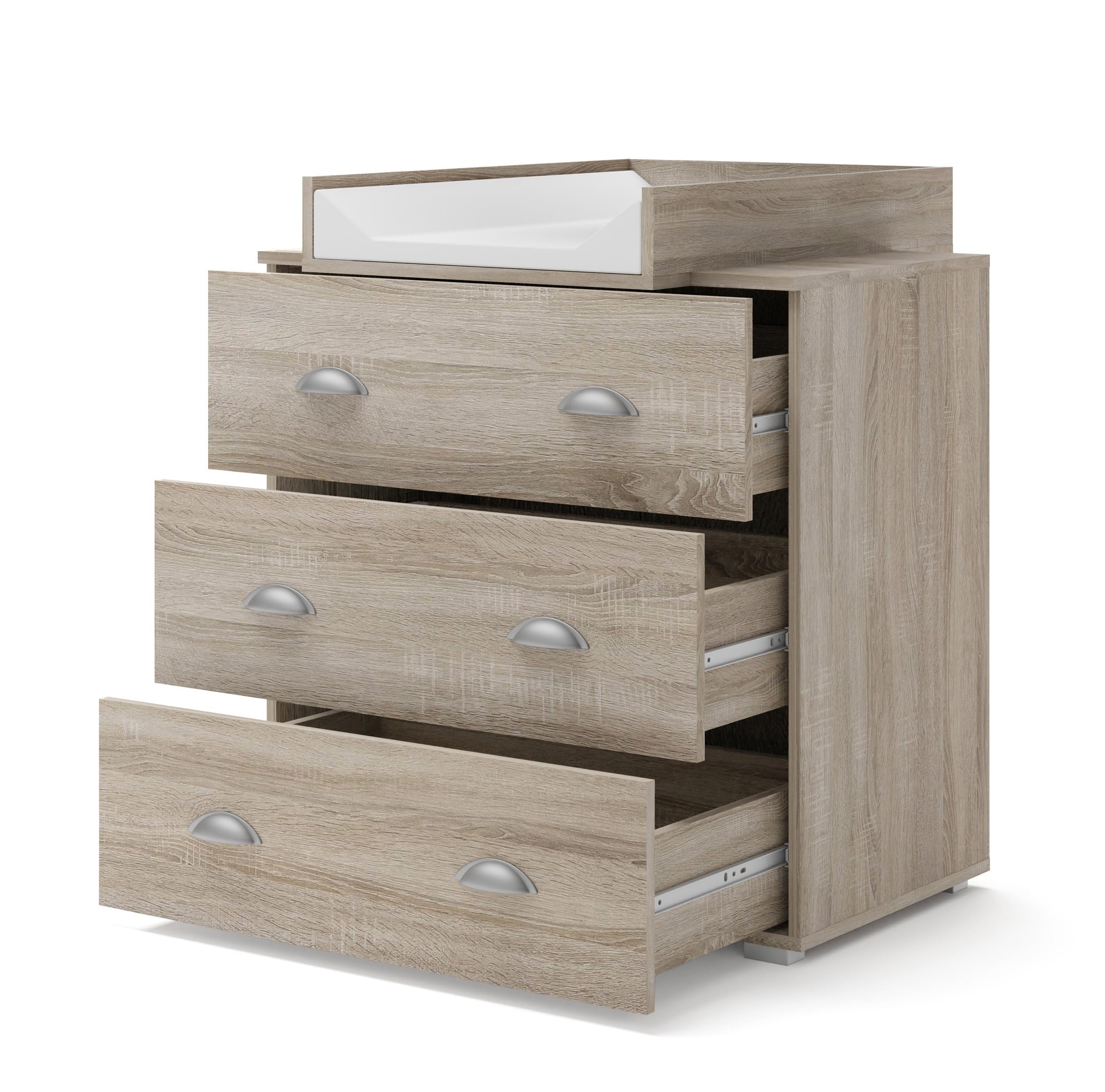 BIM Furniture Commode à Langer Bébé, Table à Langer, Plan à Langer Inclus 3 Grands Tiroirs Rangement pour Chambre de Bébé Chêne Sonoma (L: 80 x H: 90 cm) Mia