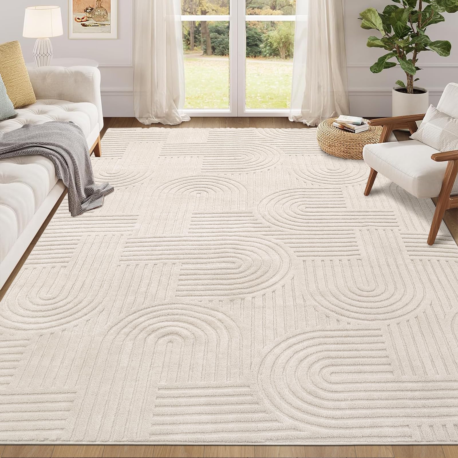 Enyhom Alfombra Suave y Moderna para Interiores, Antideslizante, Apta para Mascotas, Lavable, Resistente a Las Manchas, para Sala de Estar, Dormitorio, Pasillo, 80 x 150 cm