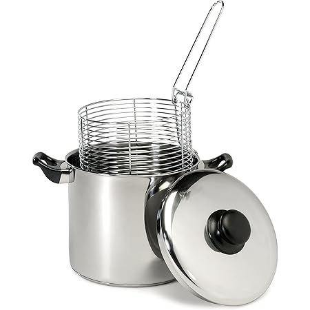 Amazon.com: 6QT Deep Fryer Set Stainless Steel Deep Fry Basket & 3-Ply ...