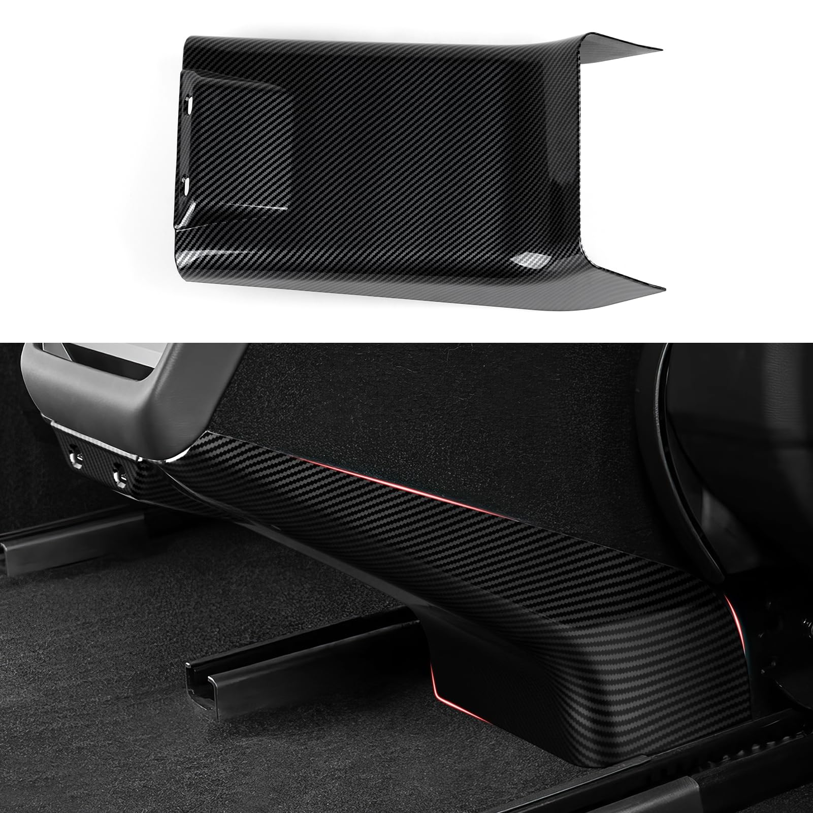 Protection carbone premium pour console arrière Tesla Model 3 et Y 2024-2026