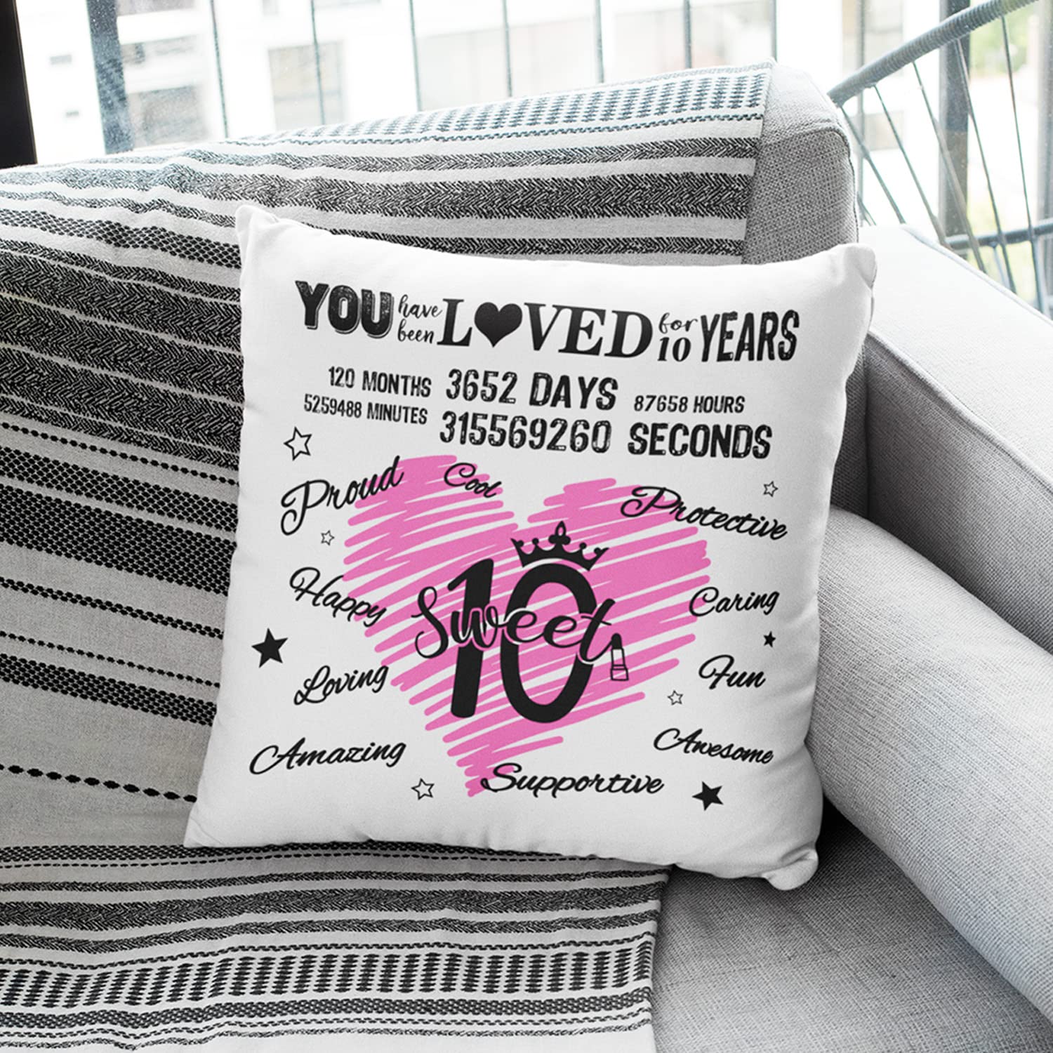 Funda De Almohadón Skizbcw Regalo Décimo Cumpleaños Niña 10th