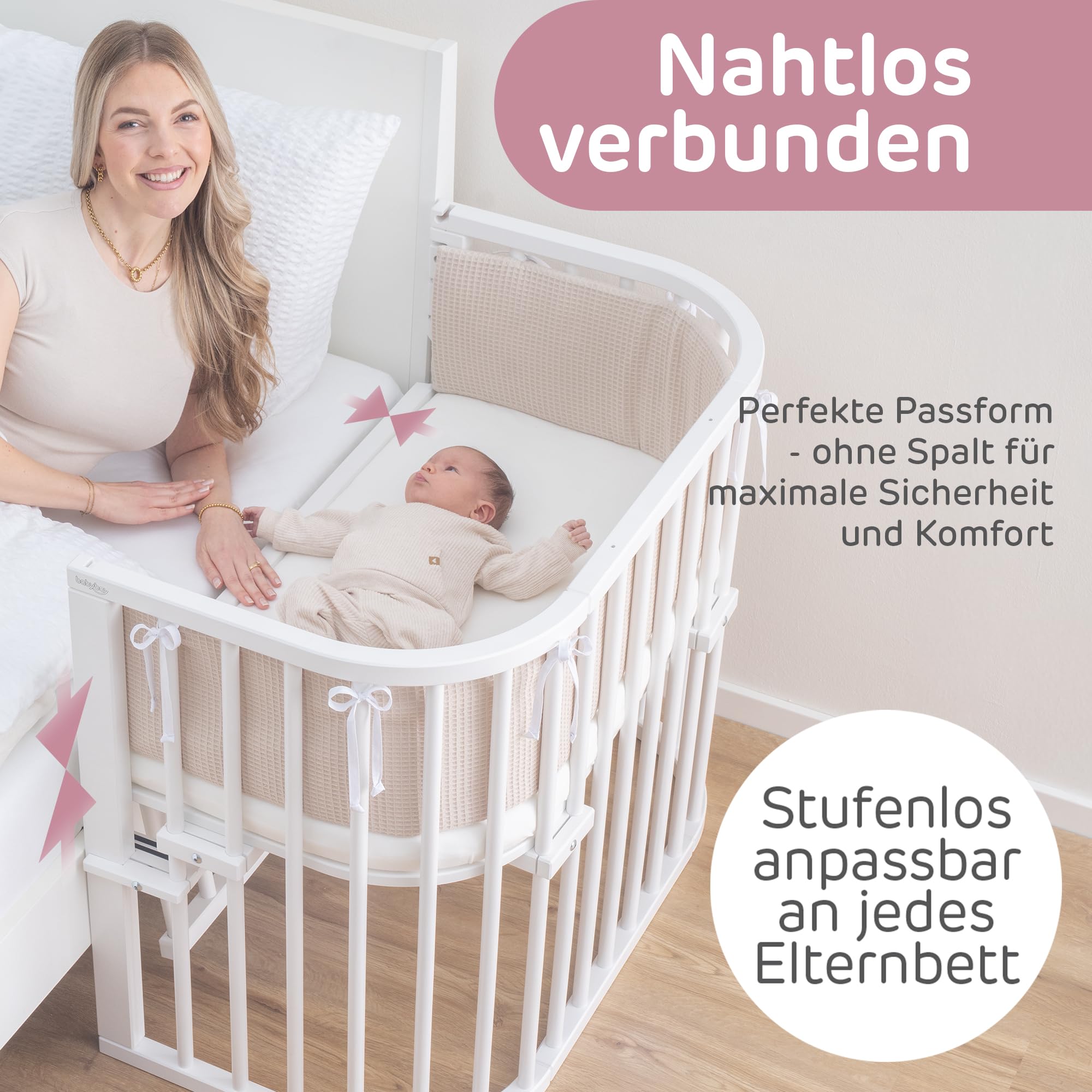 babybay Maxi Comfort Plus łóżko do spania w kolorze białym