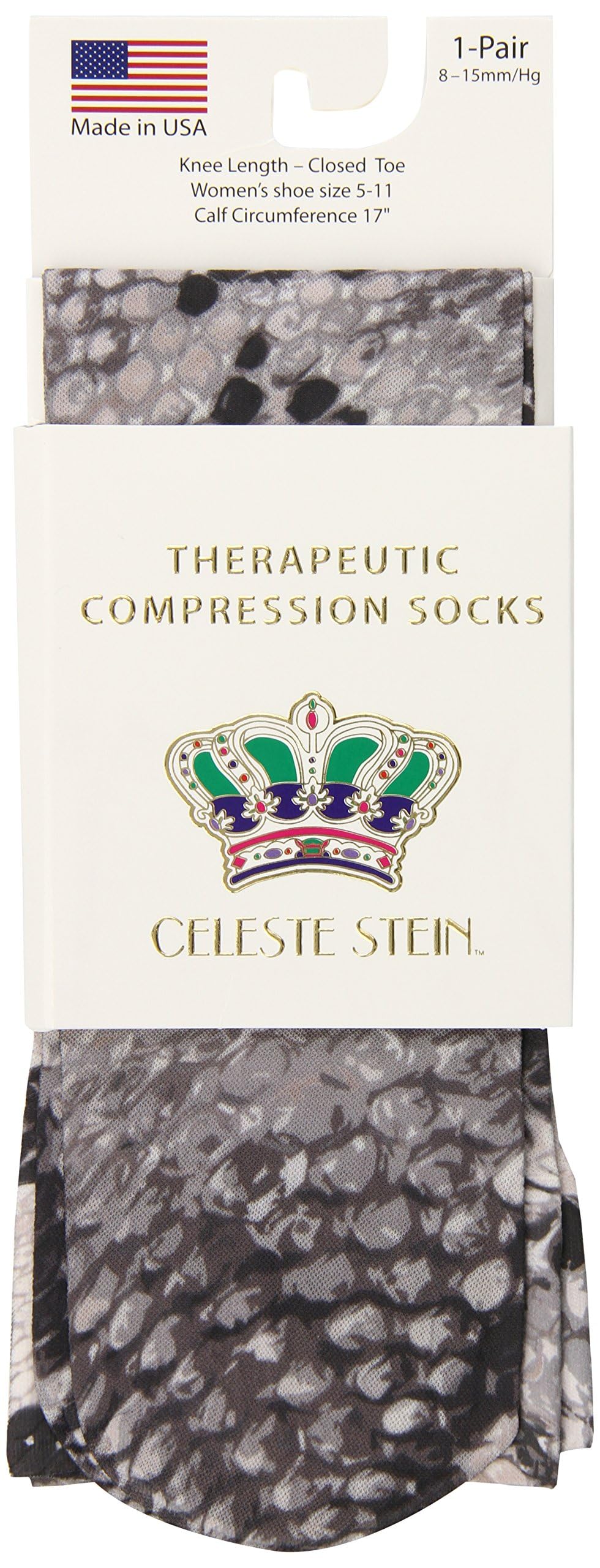 Celeste Stein Therapeutic Graduated Women Compression Socks, Diabetic Socks For Womens, 8-15 mmHg For Regular Calf