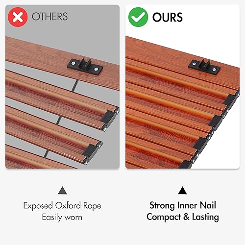 Miniatura 6 de PORTAL Mesa cuadrada plegable de aluminio ligero con tapa enrollable para 4 personas, mesa compacta con bolsa de transporte para camping, picnic