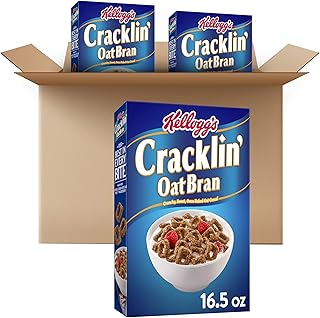 Kellogg's Cracklin' Oat Bran Breakfast Cereal, Family Breakfast, Fiber Cereal, Original (3 Boxes)