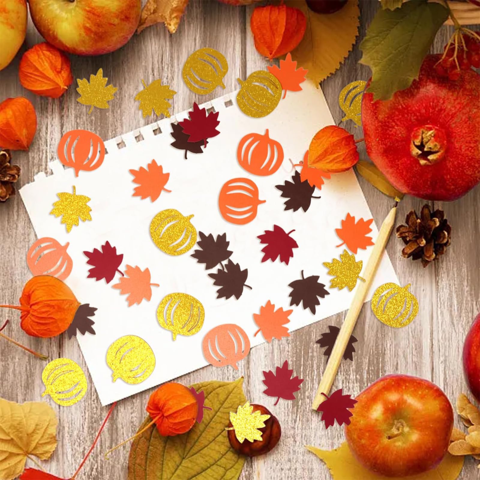 Thanksgiving Konfetti – 100 Stück, Kürbis & Ahornblatt, Herbstdeko Für Tisch & Party
