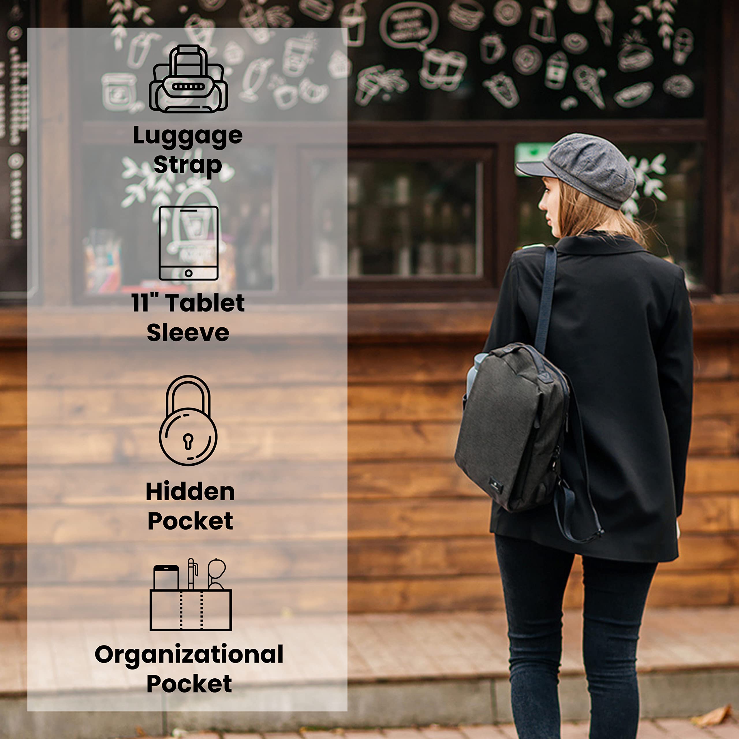 Nordace Siena II Mini Smart Travel Backpack for Women with USB Charging Port, Water Resistant