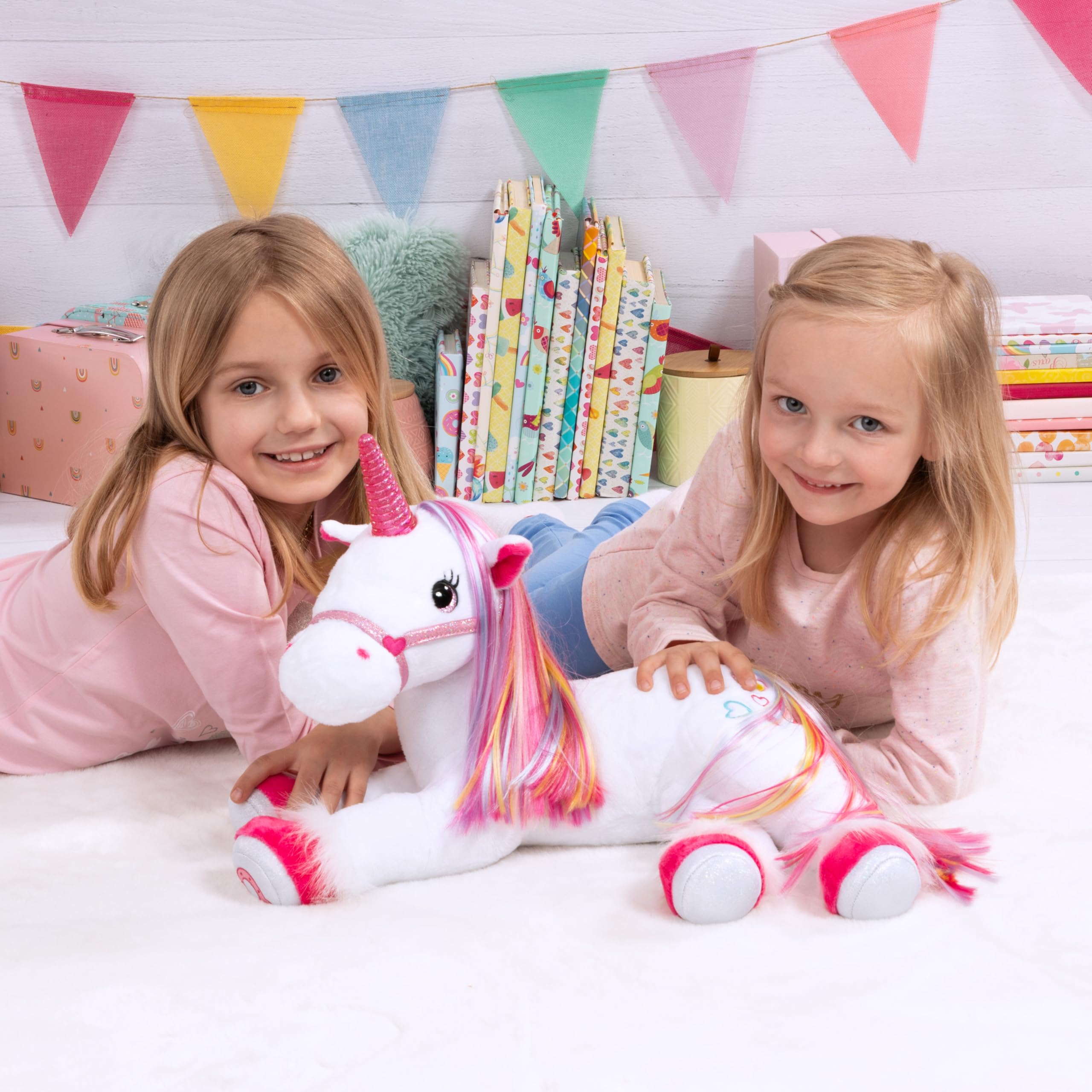 Bayer Design Funktions-Plüsch-Einhorn mit Licht und Sound | Stofftier, Kuscheltier, Regenbogen Haare