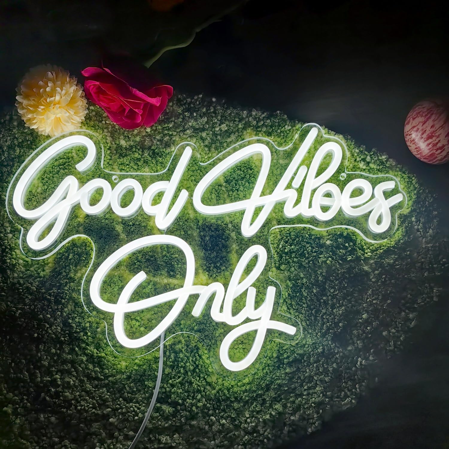 Panneau néon LED personnalisé, Good Vibes Only, décoration d'intérieur, panneaux de bar, fête de mariage, lampe décorative LED alimentée par USB, cadeau unique, décoration murale