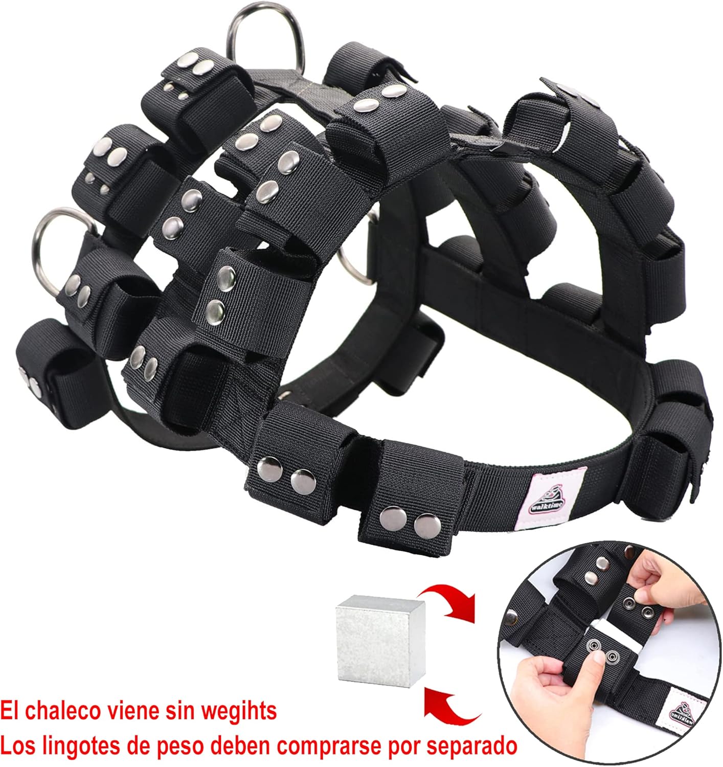 Dog Harness for Small Medium Large Dogs No Pull, Dog Weighted Vest, Tactical Dog Harness for Pit Bulls with Pockets (Adjustable Weight) - Weight Loss, Exercise, Walking, Muscle