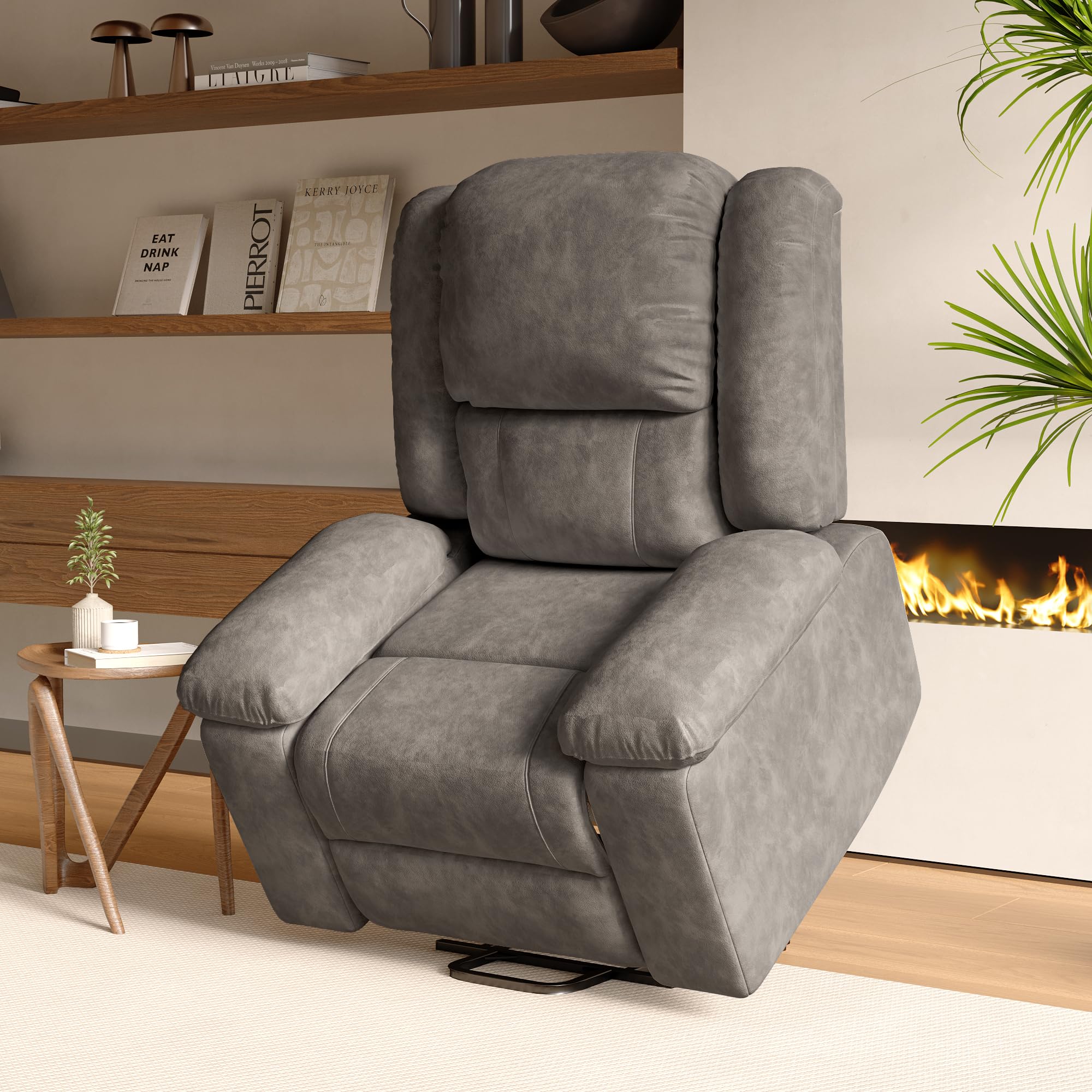 Silla de Masaje eléctrica, sillón Relax con 8 Zonas de Masaje potentes y 2 Puntos de Calor, Silla eléctrica con función reclinable y Bolsillos Laterales (Gris, A)