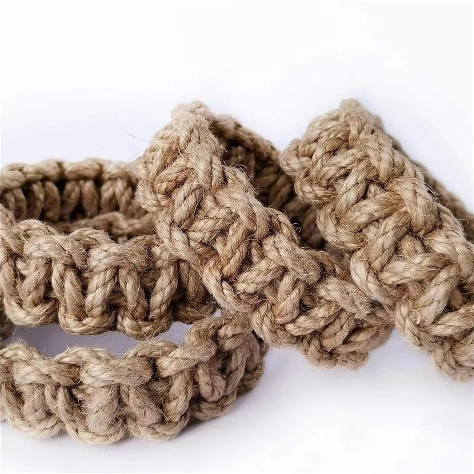 Embrasses de Rideaux en Corde Chanvre tissées à la Main, Support Rangement décoratif avec Plusieurs Crochets, décoration Chambre Coucher, Accessoire, 4 pièces pour Maison