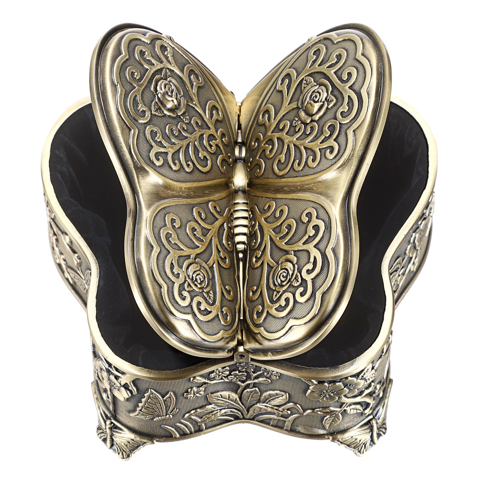 Boîte à bijoux papillon vintage pour organiser bagues, boucles d'oreilles et colliers précieux