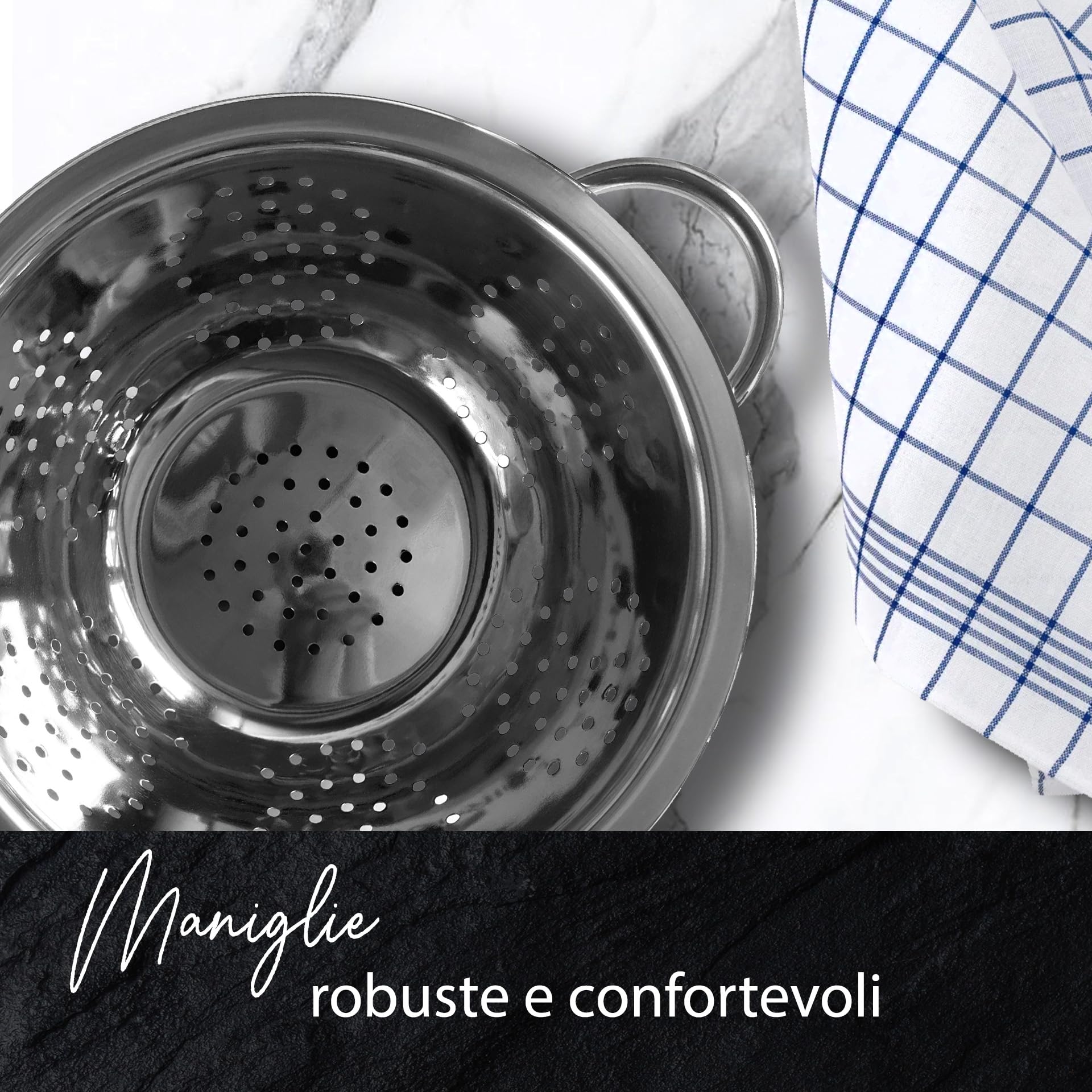 Colapasta In Acciaio Inox Ø20cm - Con Base D'Appoggio, Per Pasta, Riso E Verdure - Foto 10