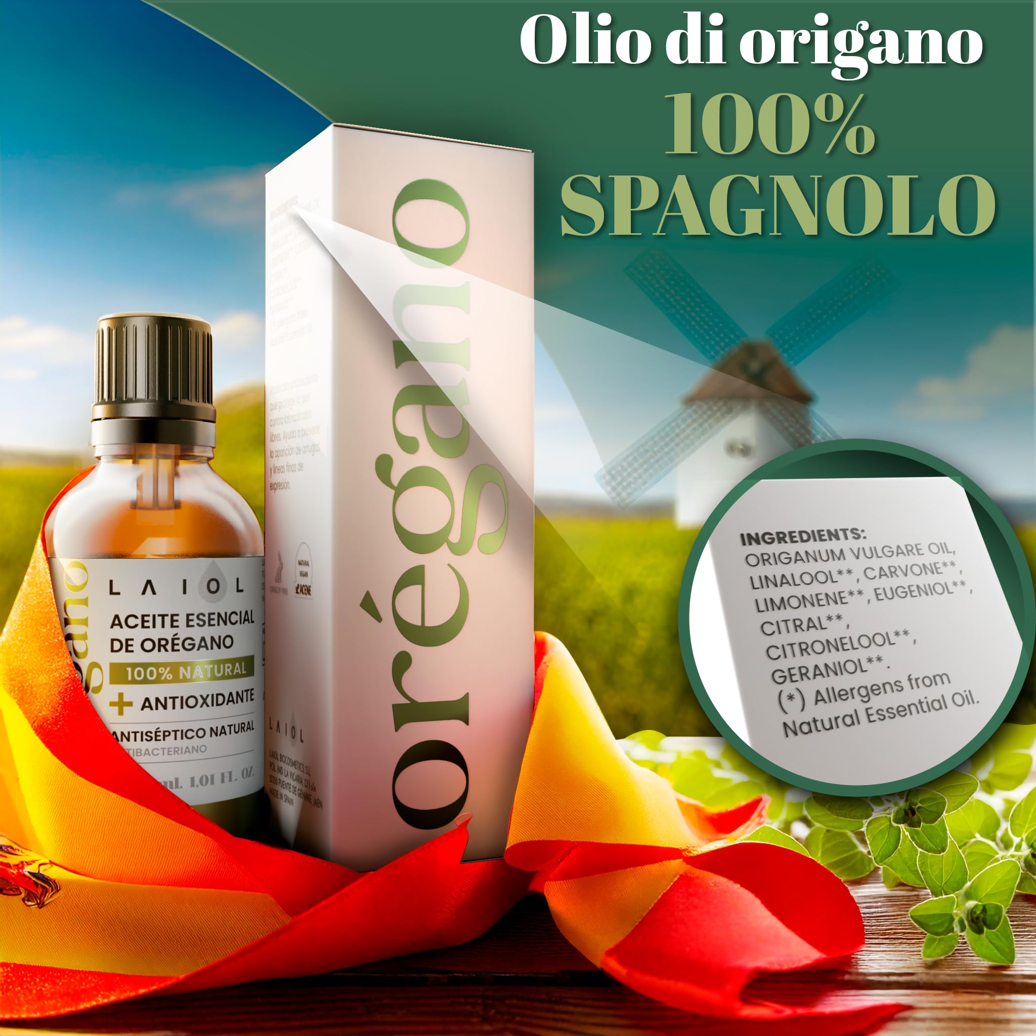 Olio di Origano 30ml Puro – Olio Essenziale di Origano Naturale per Uso Alimentare e Terapeutico – Ricco di Carvacrolo – Origano Microincapsulato in Gocce Concentrate