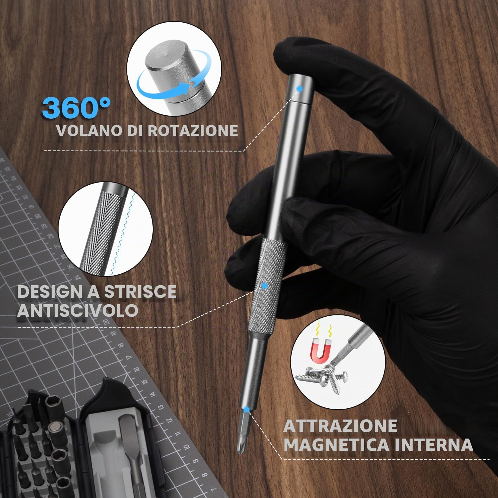 SHALL Set di 127 mini cacciaviti elettrici, 120 punte S2, con cacciaviti elettrici e manuali a penna, per laptop, iPhone, occhiali ed elettronica