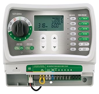Rain Bird SST600IN Simple-to-Set Indoor Sprinkler/Irrigation System Timer/Controller, 6-Zone/Station (This New/Improved Model Replaces SST600I),Gray/Green