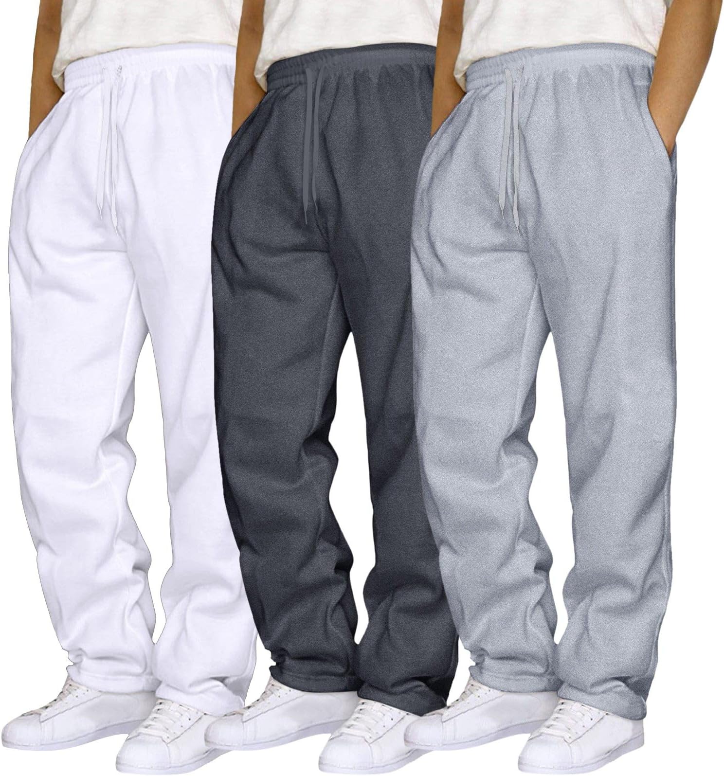 Aniywn Mens 3 Pack Sweatpants Baggy Running Sports Pants Loose Casual Trousers Elastic Waist Drawstring Jogger Sweatpants