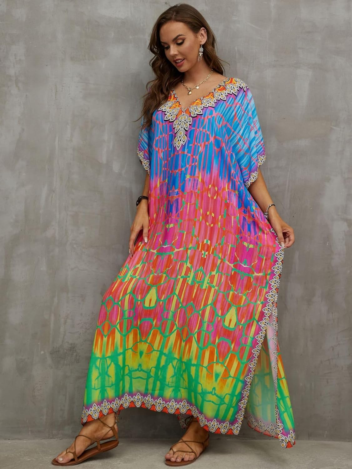 Kaftan Dresses for Women Plus Size Bathing Suit Cover up Caftan Maxi Beach Dresses - Image 4