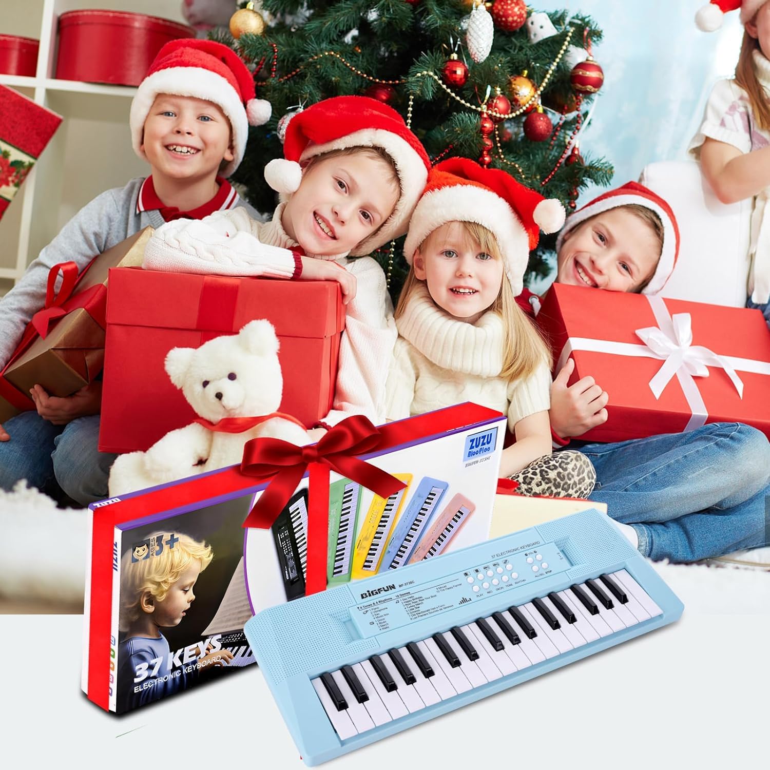 Teclado de piano para niños, teclado de música portátil de 37 teclas, aprendizaje temprano, música electrónica, instrumento de piano para niños y niñas de 3, 4, 5, 6 años (azul) 2