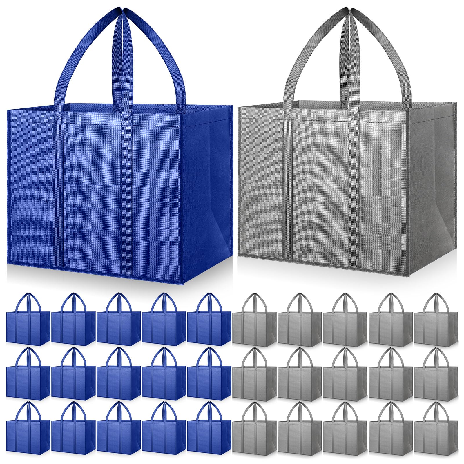 Hillban 30 Pack Reusable Grocery Bags Bulk Heavy Duty Large Shopping Bags Washable Foldable Storage Totes with Handles