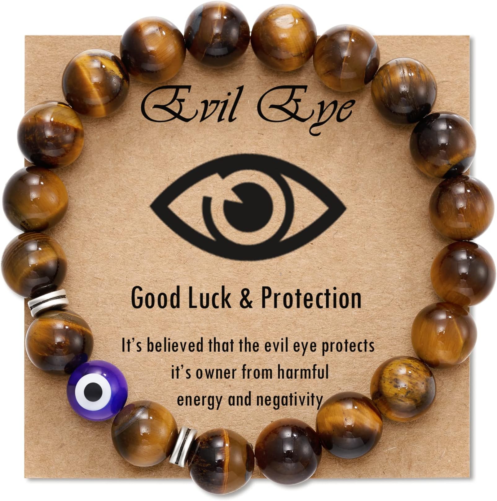 Evil Eye Bracelet for Men Natural Stone Bracelet Protection Good Luck Amulet for Boy