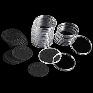 Uncle Paul 20 Sets Münzkapseln mit 6 Größen einstellbar Schutzschaumdichtung Münzhalter Etui für Münzsammlung DC03 (Schwarze Eva-Schaumstoffpolster, [17/22/27/32/37/46MM]-20 Sätze)